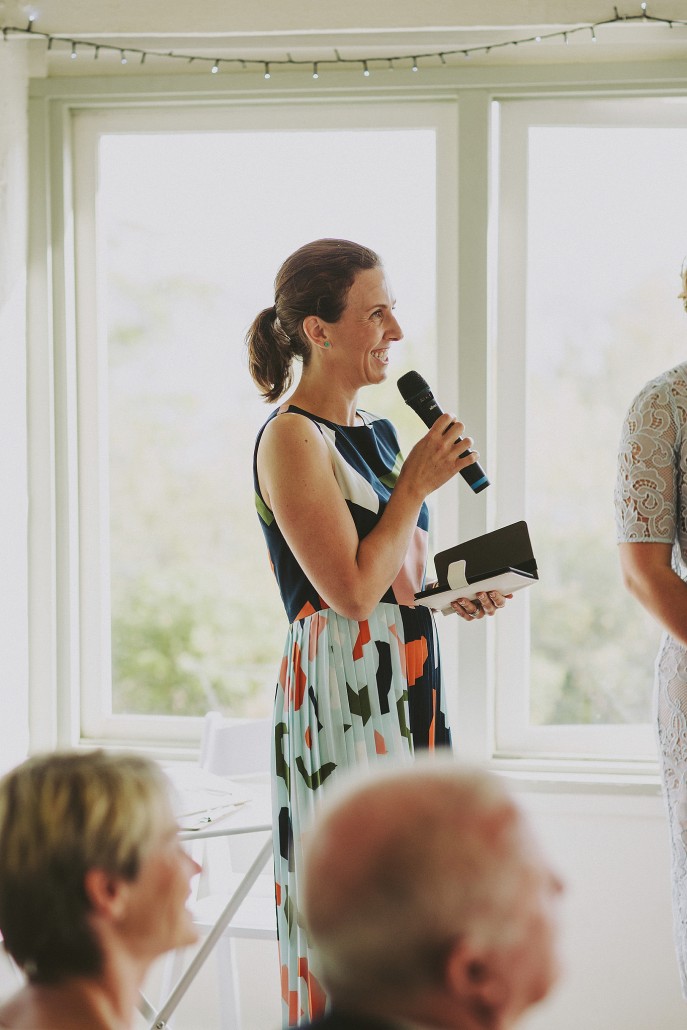 Marriage celebrant with microphone - Andrea Calodolce - Sydney Celebrant
